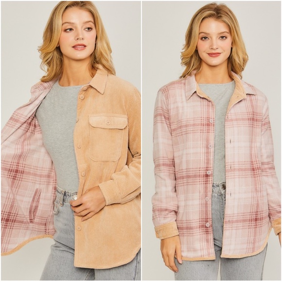 Cozy Warm Texture Plaid Checker Cropped Collar Button Jacket